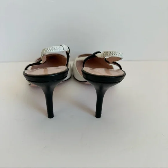 KateSpade Sabina pumps white brown leather with black and clear slingback straps - Picture 10 of 13